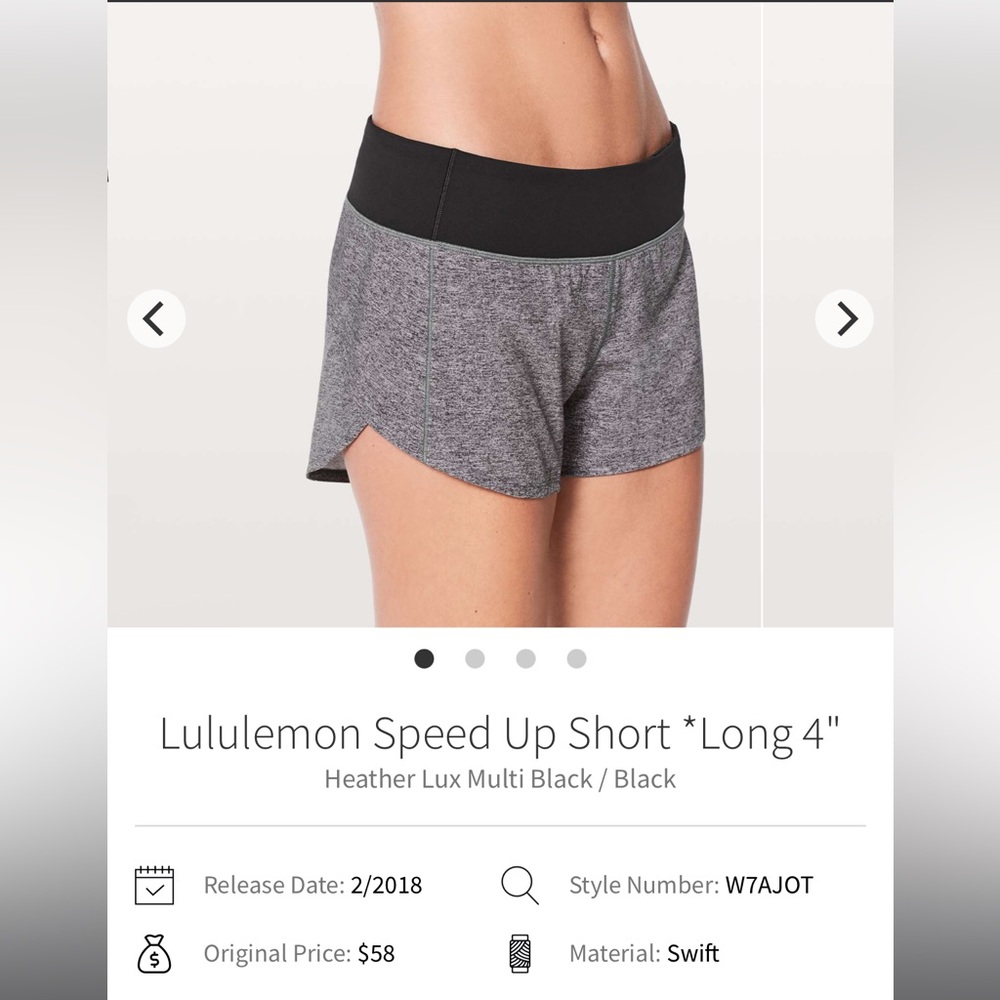 lululemon athletica Heather Lux Multi Black Athletic Shorts